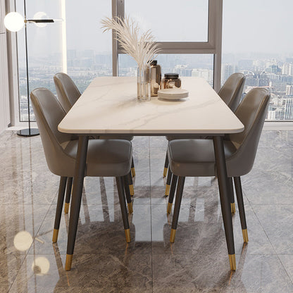 Modern Style Dining Room Set with Sintered Stone Dining Table and Chairs 5 Piece Set Clearhalo 'Dining Room Sets' 'Dining Tables & Seating' 'dining_room_set' 'furn' 'furn_dining_room_set' 'Furniture' 'furniture_dining_room_set' 'Kitchen & Dining Furniture' 'kitchen&dining_furn' 'kitchen' 3447425