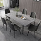 Contemporary Style Sintered Stone Dining Set with Traditional Height Table and Black Leg Base Grey 7 Piece Set Clearhalo 'Dining Room Sets' 'Dining Tables & Seating' 'dining_room_set' 'furn' 'furn_dining_room_set' 'Furniture' 'furniture_dining_room_set' 'Kitchen & Dining Furniture' 'kitchen&dining_furn' 'kitchen' 3447436
