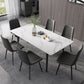 Contemporary Style Sintered Stone Dining Set with Traditional Height Table and Black Leg Base White 7 Piece Set Clearhalo 'Dining Room Sets' 'Dining Tables & Seating' 'dining_room_set' 'furn' 'furn_dining_room_set' 'Furniture' 'furniture_dining_room_set' 'Kitchen & Dining Furniture' 'kitchen&dining_furn' 'kitchen' 3447437