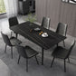Contemporary Style Sintered Stone Dining Set with Traditional Height Table and Black Leg Base Black 7 Piece Set Clearhalo 'Dining Room Sets' 'Dining Tables & Seating' 'dining_room_set' 'furn' 'furn_dining_room_set' 'Furniture' 'furniture_dining_room_set' 'Kitchen & Dining Furniture' 'kitchen&dining_furn' 'kitchen' 3447438