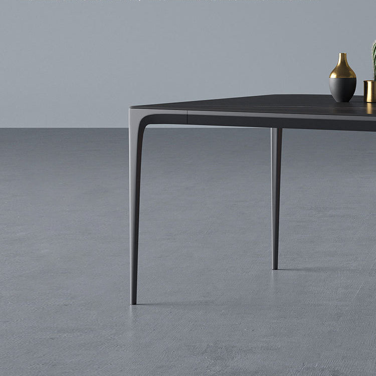 Modern Style Textured Sintered Stone Dining Table Rectangular Dining Table Set with Metal Base Clearhalo 'Dining Room Sets' 'Dining Tables & Seating' 'dining_room_set' 'furn' 'furn_dining_room_set' 'Furniture' 'furniture_dining_room_set' 'Kitchen & Dining Furniture' 'kitchen&dining_furn' 'kitchen' 3447456