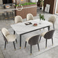 Contemporary Style Sintered Stone Dining Set with White Table and 4 Black Legs Base Beige 7 Piece Set Clearhalo 'Dining Room Sets' 'Dining Tables & Seating' 'dining_room_set' 'furn' 'furn_dining_room_set' 'Furniture' 'furniture_dining_room_set' 'Kitchen & Dining Furniture' 'kitchen&dining_furn' 'kitchen' 3447465