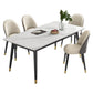 Contemporary Style Sintered Stone Dining Set with White Table and 4 Black Legs Base Clearhalo 'Dining Room Sets' 'Dining Tables & Seating' 'dining_room_set' 'furn' 'furn_dining_room_set' 'Furniture' 'furniture_dining_room_set' 'Kitchen & Dining Furniture' 'kitchen&dining_furn' 'kitchen' 3447468