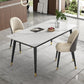 Contemporary Style Sintered Stone Dining Set with White Table and 4 Black Legs Base 47.2"L x 23.6"W x 29.5"H Beige 3 Piece Set Clearhalo 'Dining Room Sets' 'Dining Tables & Seating' 'dining_room_set' 'furn' 'furn_dining_room_set' 'Furniture' 'furniture_dining_room_set' 'Kitchen & Dining Furniture' 'kitchen&dining_furn' 'kitchen' 3447478