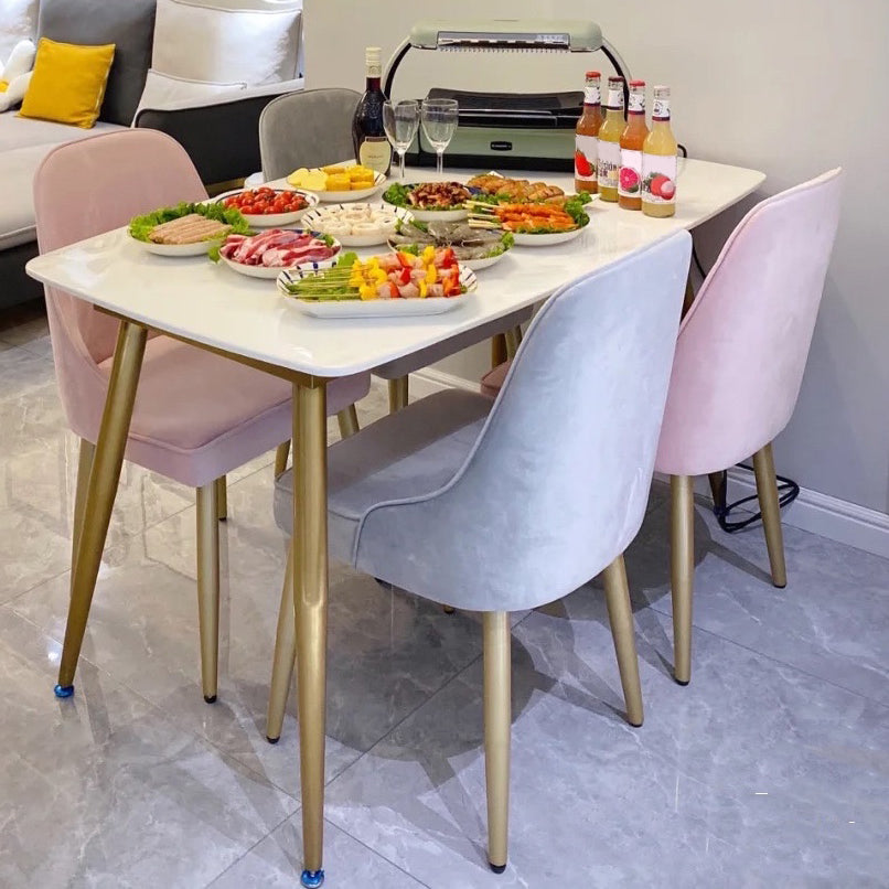 Scandinavian Sintered Stone White Dining Set Rectangle Standard Dining Set for Kitchen 5 Piece Set Clearhalo 'Dining Room Sets' 'Dining Tables & Seating' 'dining_room_set' 'furn' 'furn_dining_room_set' 'Furniture' 'furniture_dining_room_set' 'Kitchen & Dining Furniture' 'kitchen&dining_furn' 'kitchen' 3447494