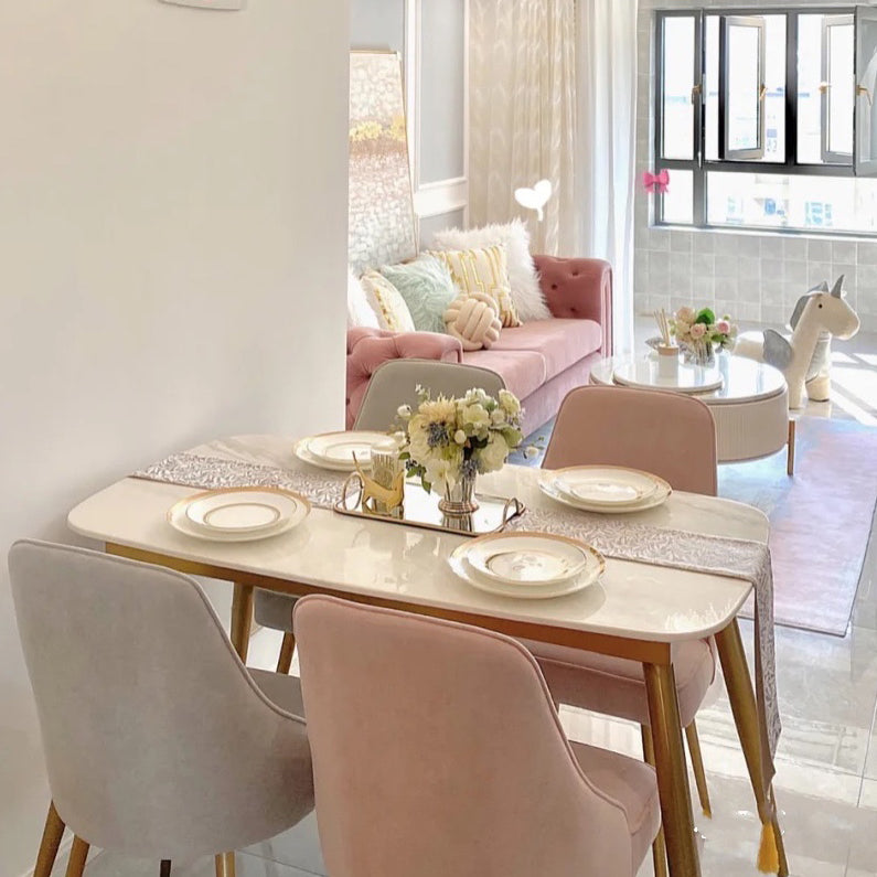 Scandinavian Sintered Stone White Dining Set Rectangle Standard Dining Set for Kitchen Clearhalo 'Dining Room Sets' 'Dining Tables & Seating' 'dining_room_set' 'furn' 'furn_dining_room_set' 'Furniture' 'furniture_dining_room_set' 'Kitchen & Dining Furniture' 'kitchen&dining_furn' 'kitchen' 3447495