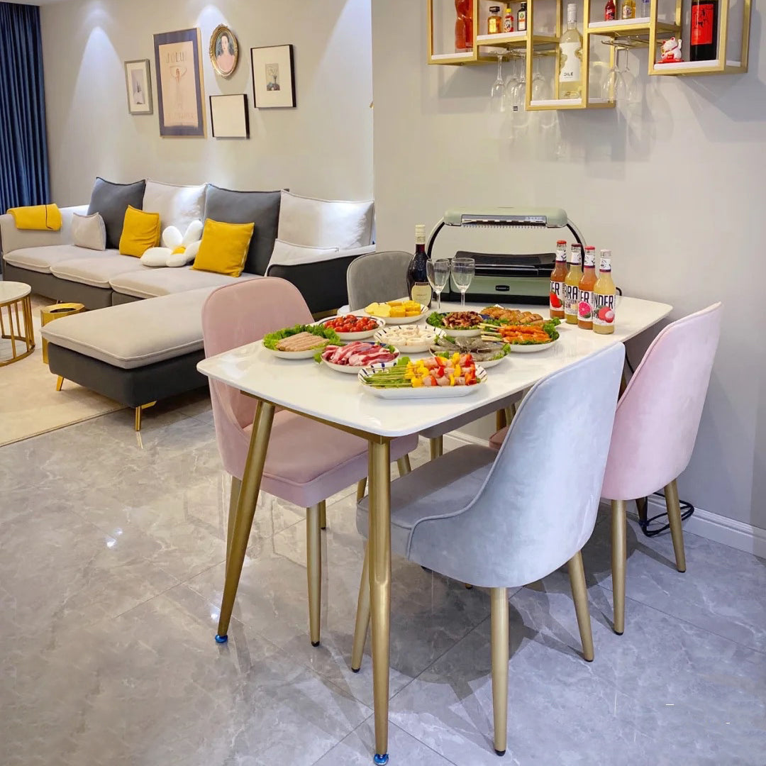 Scandinavian Sintered Stone White Dining Set Rectangle Standard Dining Set for Kitchen Clearhalo 'Dining Room Sets' 'Dining Tables & Seating' 'dining_room_set' 'furn' 'furn_dining_room_set' 'Furniture' 'furniture_dining_room_set' 'Kitchen & Dining Furniture' 'kitchen&dining_furn' 'kitchen' 3447500