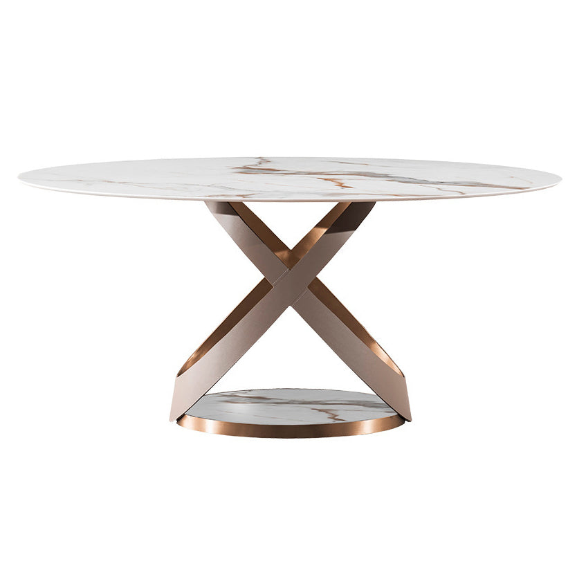 Scandinavian Sintered Stone Table Set of 5/7 with Round Table Dining Set with Leather Chairs Clearhalo 'Dining Room Sets' 'Dining Tables & Seating' 'dining_room_set' 'furn' 'furn_dining_room_set' 'Furniture' 'furniture_dining_room_set' 'Kitchen & Dining Furniture' 'kitchen&dining_furn' 'kitchen' 3447508