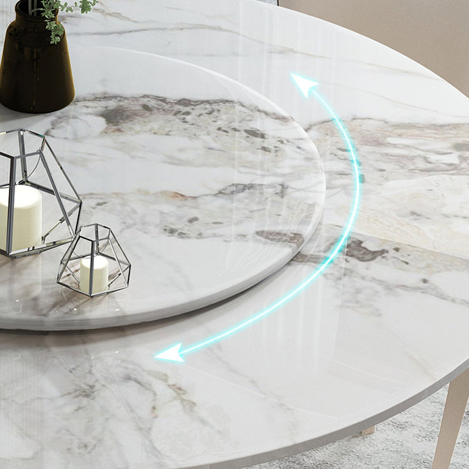 Scandinavian Sintered Stone Table Set of 5/7 with Round Table Dining Set with Leather Chairs Clearhalo 'Dining Room Sets' 'Dining Tables & Seating' 'dining_room_set' 'furn' 'furn_dining_room_set' 'Furniture' 'furniture_dining_room_set' 'Kitchen & Dining Furniture' 'kitchen&dining_furn' 'kitchen' 3447509