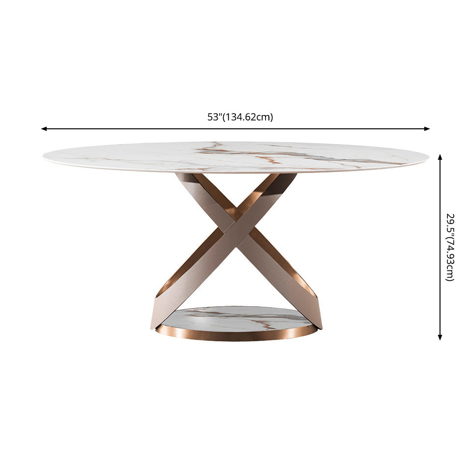 Scandinavian Sintered Stone Table Set of 5/7 with Round Table Dining Set with Leather Chairs Clearhalo 'Dining Room Sets' 'Dining Tables & Seating' 'dining_room_set' 'furn' 'furn_dining_room_set' 'Furniture' 'furniture_dining_room_set' 'Kitchen & Dining Furniture' 'kitchen&dining_furn' 'kitchen' 3447514