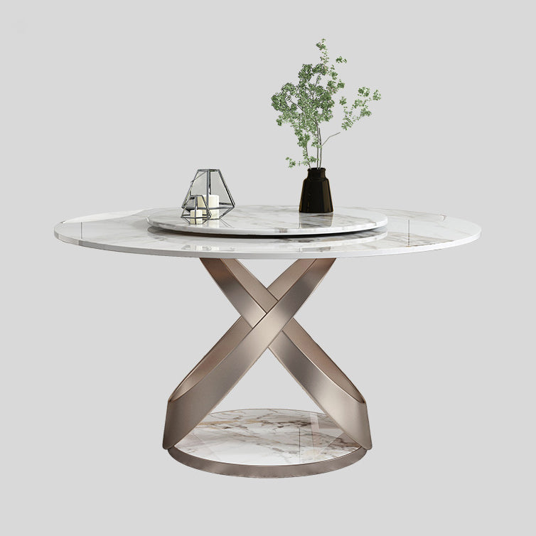 Scandinavian Sintered Stone Table Set of 5/7 with Round Table Dining Set with Leather Chairs Clearhalo 'Dining Room Sets' 'Dining Tables & Seating' 'dining_room_set' 'furn' 'furn_dining_room_set' 'Furniture' 'furniture_dining_room_set' 'Kitchen & Dining Furniture' 'kitchen&dining_furn' 'kitchen' 3447517