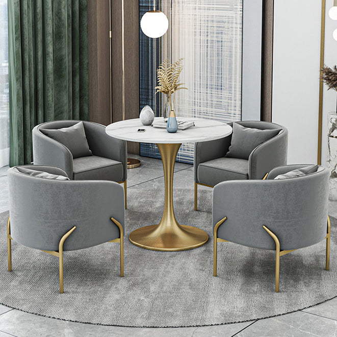 Scandinavian Style Sintered Stone Top Dining Set with Round Table Dining Furniture Clearhalo 'Dining Room Sets' 'Dining Tables & Seating' 'dining_room_set' 'furn' 'furn_dining_room_set' 'Furniture' 'furniture_dining_room_set' 'Kitchen & Dining Furniture' 'kitchen&dining_furn' 'kitchen' 3447545