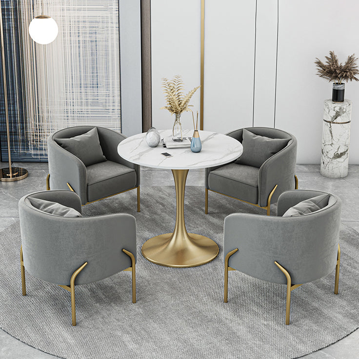 Scandinavian Style Sintered Stone Top Dining Set with Round Table Dining Furniture Clearhalo 'Dining Room Sets' 'Dining Tables & Seating' 'dining_room_set' 'furn' 'furn_dining_room_set' 'Furniture' 'furniture_dining_room_set' 'Kitchen & Dining Furniture' 'kitchen&dining_furn' 'kitchen' 3447546