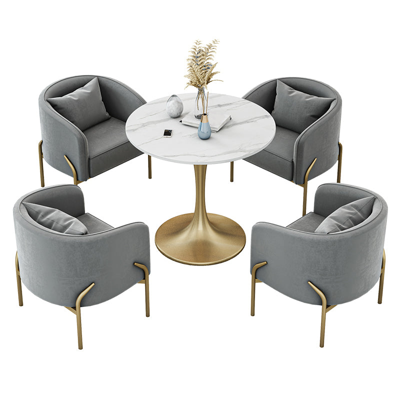 Scandinavian Style Sintered Stone Top Dining Set with Round Table Dining Furniture Clearhalo 'Dining Room Sets' 'Dining Tables & Seating' 'dining_room_set' 'furn' 'furn_dining_room_set' 'Furniture' 'furniture_dining_room_set' 'Kitchen & Dining Furniture' 'kitchen&dining_furn' 'kitchen' 3447548
