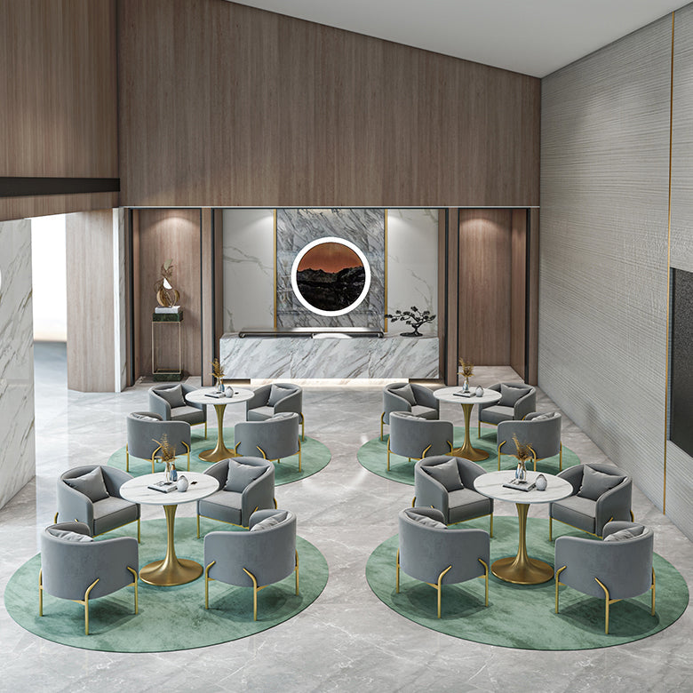 Scandinavian Style Sintered Stone Top Dining Set with Round Table Dining Furniture Clearhalo 'Dining Room Sets' 'Dining Tables & Seating' 'dining_room_set' 'furn' 'furn_dining_room_set' 'Furniture' 'furniture_dining_room_set' 'Kitchen & Dining Furniture' 'kitchen&dining_furn' 'kitchen' 3447554