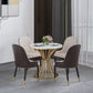 Glam Sintered Stone Dining Room Set Standard Height with Gold Base Dining Furniture Clearhalo 'Dining Room Sets' 'Dining Tables & Seating' 'dining_room_set' 'furn' 'furn_dining_room_set' 'Furniture' 'furniture_dining_room_set' 'Kitchen & Dining Furniture' 'kitchen&dining_furn' 'kitchen' 3447556