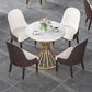 Glam Sintered Stone Dining Room Set Standard Height with Gold Base Dining Furniture Clearhalo 'Dining Room Sets' 'Dining Tables & Seating' 'dining_room_set' 'furn' 'furn_dining_room_set' 'Furniture' 'furniture_dining_room_set' 'Kitchen & Dining Furniture' 'kitchen&dining_furn' 'kitchen' 3447557