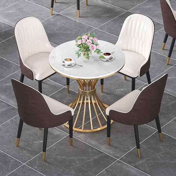 Glam Sintered Stone Dining Room Set Standard Height with Gold Base Dining Furniture Clearhalo 'Dining Room Sets' 'Dining Tables & Seating' 'dining_room_set' 'furn' 'furn_dining_room_set' 'Furniture' 'furniture_dining_room_set' 'Kitchen & Dining Furniture' 'kitchen&dining_furn' 'kitchen' 3447557