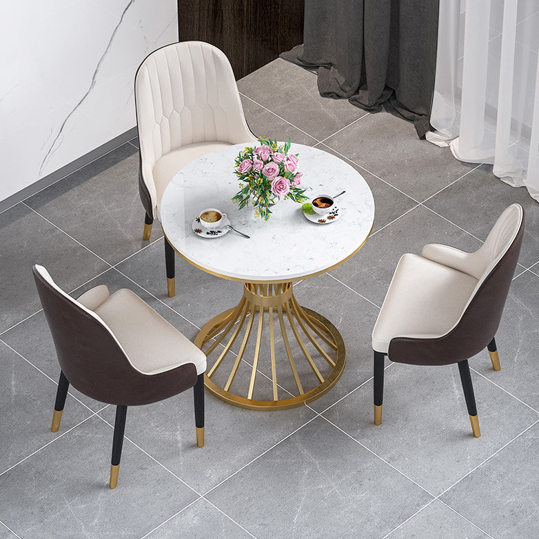 Glam Sintered Stone Dining Room Set Standard Height with Gold Base Dining Furniture Clearhalo 'Dining Room Sets' 'Dining Tables & Seating' 'dining_room_set' 'furn' 'furn_dining_room_set' 'Furniture' 'furniture_dining_room_set' 'Kitchen & Dining Furniture' 'kitchen&dining_furn' 'kitchen' 3447564
