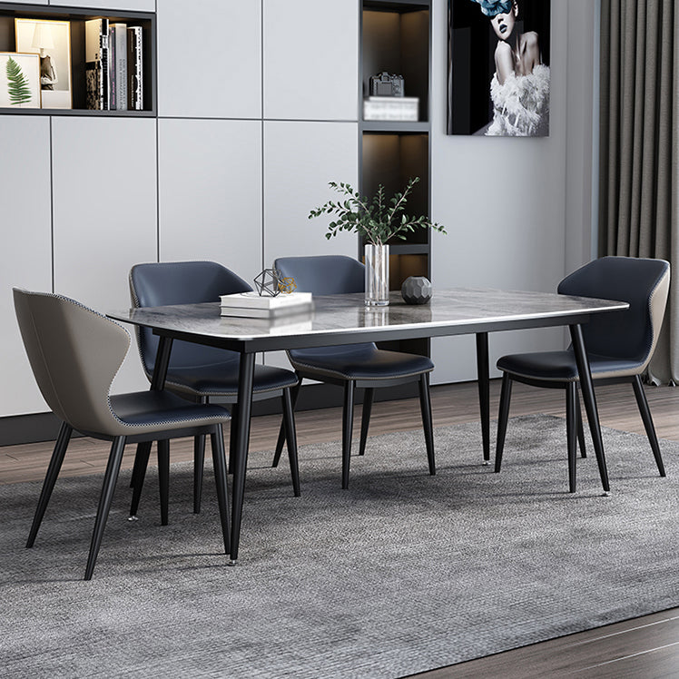 Dining Room Set Contemporary with Sintered Stone Rectangle Table and Chairs Clearhalo 'Dining Room Sets' 'Dining Tables & Seating' 'dining_room_set' 'furn' 'furn_dining_room_set' 'Furniture' 'furniture_dining_room_set' 'Kitchen & Dining Furniture' 'kitchen&dining_furn' 'kitchen' 3447577