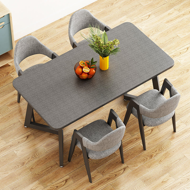 Standard Wood Dining Table with 2 Black Metallic Legs for Dining Furniture Clearhalo 'Dining Room Sets' 'Dining Tables & Seating' 'dining_room_set' 'furn' 'furn_dining_room_set' 'Furniture' 'furniture_dining_room_set' 'Kitchen & Dining Furniture' 'kitchen&dining_furn' 'kitchen' 3447580