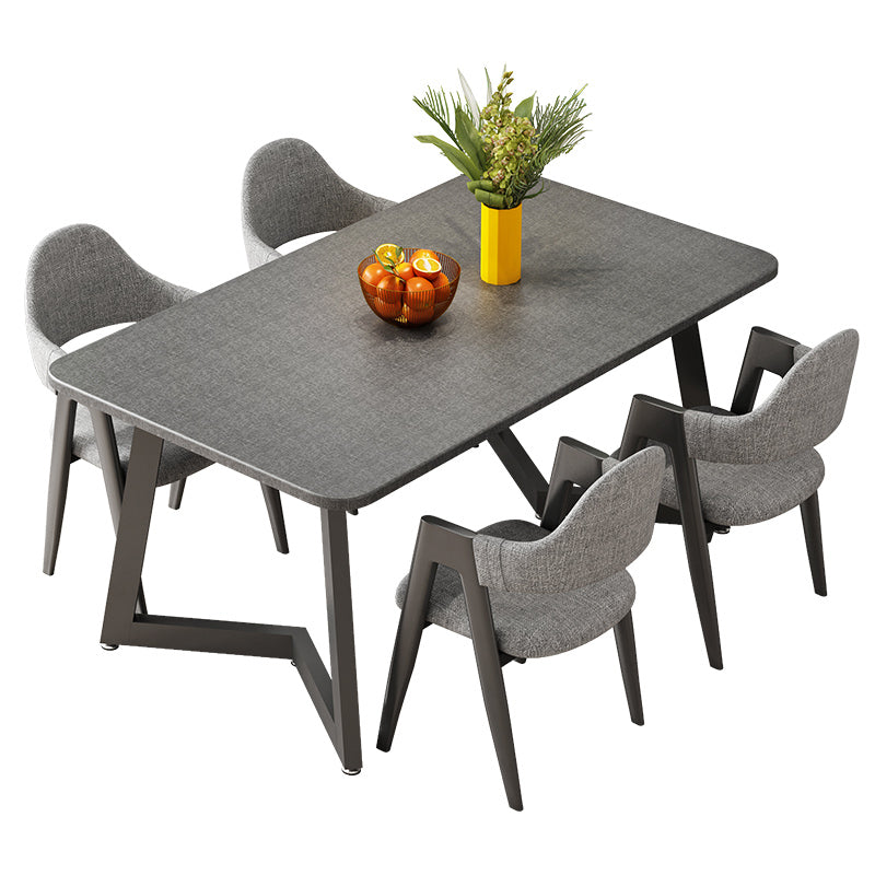 Standard Wood Dining Table with 2 Black Metallic Legs for Dining Furniture Clearhalo 'Dining Room Sets' 'Dining Tables & Seating' 'dining_room_set' 'furn' 'furn_dining_room_set' 'Furniture' 'furniture_dining_room_set' 'Kitchen & Dining Furniture' 'kitchen&dining_furn' 'kitchen' 3447582
