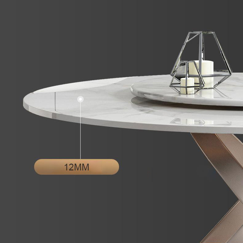 Scandinavian Sintered Stone Table Set of 5/7 with Round Table Dining Set with Leather Chairs Clearhalo 'Dining Room Sets' 'Dining Tables & Seating' 'dining_room_set' 'furn' 'furn_dining_room_set' 'Furniture' 'furniture_dining_room_set' 'Kitchen & Dining Furniture' 'kitchen&dining_furn' 'kitchen' 3447612