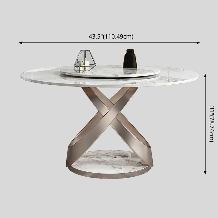 Scandinavian Sintered Stone Table Set of 5/7 with Round Table Dining Set with Leather Chairs Clearhalo 'Dining Room Sets' 'Dining Tables & Seating' 'dining_room_set' 'furn' 'furn_dining_room_set' 'Furniture' 'furniture_dining_room_set' 'Kitchen & Dining Furniture' 'kitchen&dining_furn' 'kitchen' 3447613