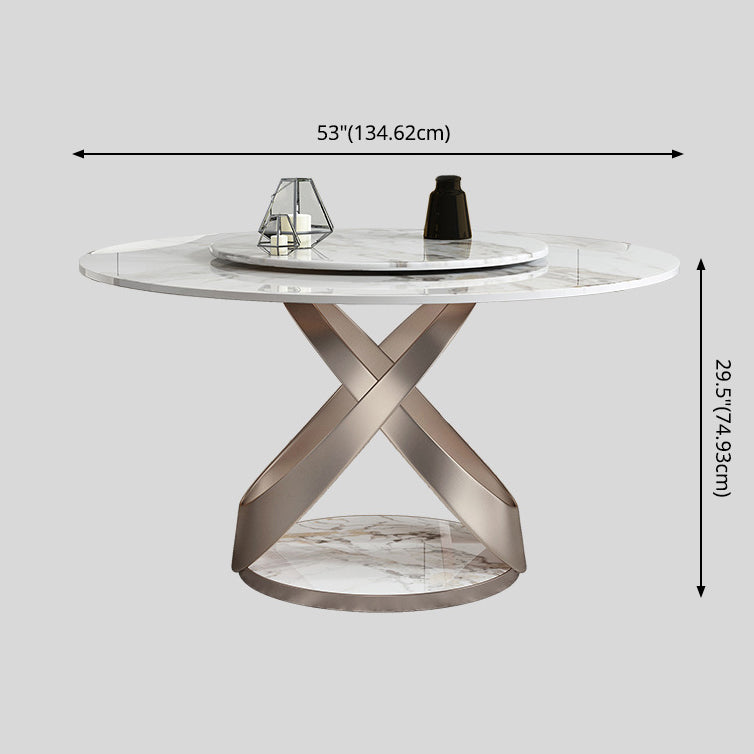 Scandinavian Sintered Stone Table Set of 5/7 with Round Table Dining Set with Leather Chairs Clearhalo 'Dining Room Sets' 'Dining Tables & Seating' 'dining_room_set' 'furn' 'furn_dining_room_set' 'Furniture' 'furniture_dining_room_set' 'Kitchen & Dining Furniture' 'kitchen&dining_furn' 'kitchen' 3447615