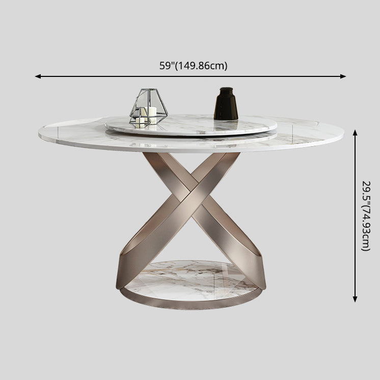 Scandinavian Sintered Stone Table Set of 5/7 with Round Table Dining Set with Leather Chairs Clearhalo 'Dining Room Sets' 'Dining Tables & Seating' 'dining_room_set' 'furn' 'furn_dining_room_set' 'Furniture' 'furniture_dining_room_set' 'Kitchen & Dining Furniture' 'kitchen&dining_furn' 'kitchen' 3447616