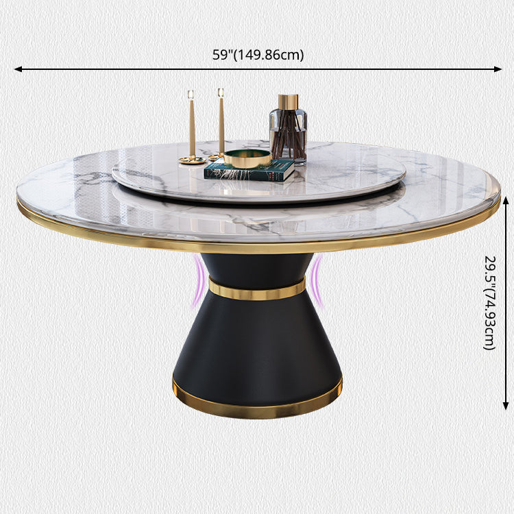 Contemporary Sintered Stone Top Dinette Set with Round Table Dining Room Set for Dining Room Clearhalo 'Dining Room Sets' 'Dining Tables & Seating' 'dining_room_set' 'furn' 'furn_dining_room_set' 'Furniture' 'furniture_dining_room_set' 'Kitchen & Dining Furniture' 'kitchen&dining_furn' 'kitchen' 3447630