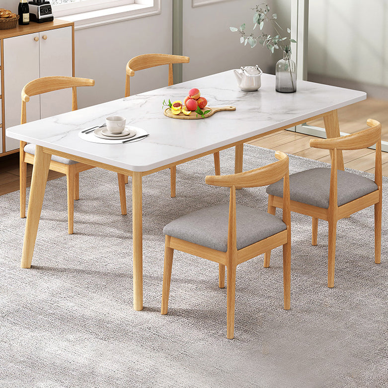 Minimalist Rectangle Shape Standard Dining Set MDF Kitchen Dining Set with 4 Legs Base White 5 Piece Set Clearhalo 'Dining Room Sets' 'Dining Tables & Seating' 'dining_room_set' 'furn' 'furn_dining_room_set' 'Furniture' 'furniture_dining_room_set' 'Kitchen & Dining Furniture' 'kitchen&dining_furn' 'kitchen' 3447633