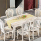 Victorian Style Marble Dining Set with White Rectangle Shape Table and 4 Legs Base for Home Use Gray 7 Piece Set Clearhalo 'Dining Room Sets' 'Dining Tables & Seating' 'dining_room_set' 'furn' 'furn_dining_room_set' 'Furniture' 'furniture_dining_room_set' 'Kitchen & Dining Furniture' 'kitchen&dining_furn' 'kitchen' 3447666