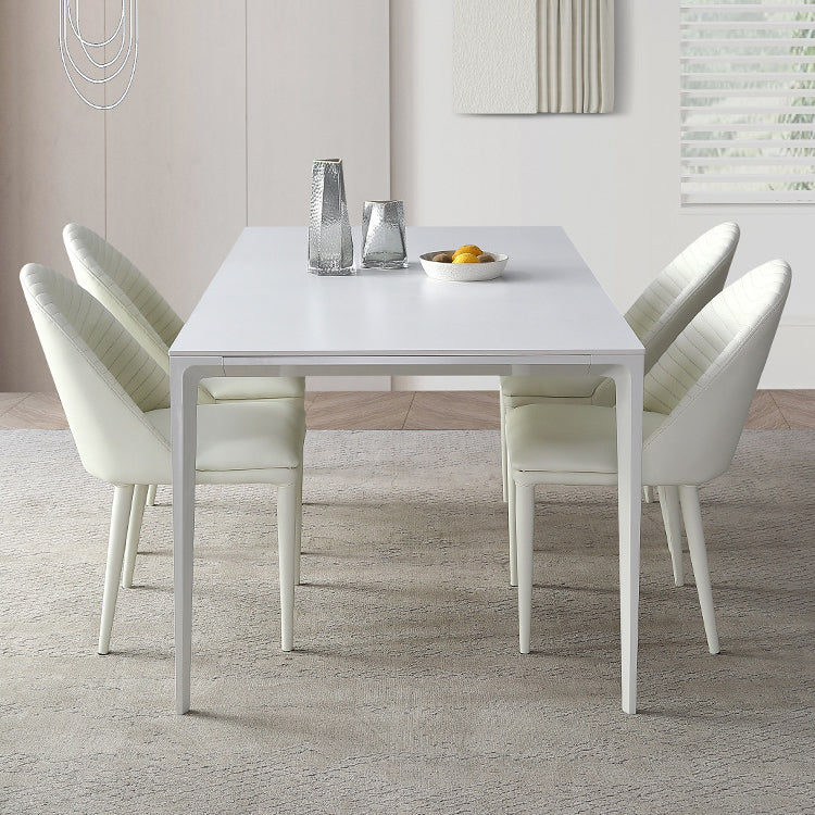 Modern Sintered Stone White Dining¬†Room¬†Set with Rectangle Table Formal Dining Table Furniture 5 Piece Set Clearhalo 'Dining Room Sets' 'Dining Tables & Seating' 'dining_room_set' 'furn' 'furn_dining_room_set' 'Furniture' 'furniture_dining_room_set' 'Kitchen & Dining Furniture' 'kitchen&dining_furn' 'kitchen' 3447683
