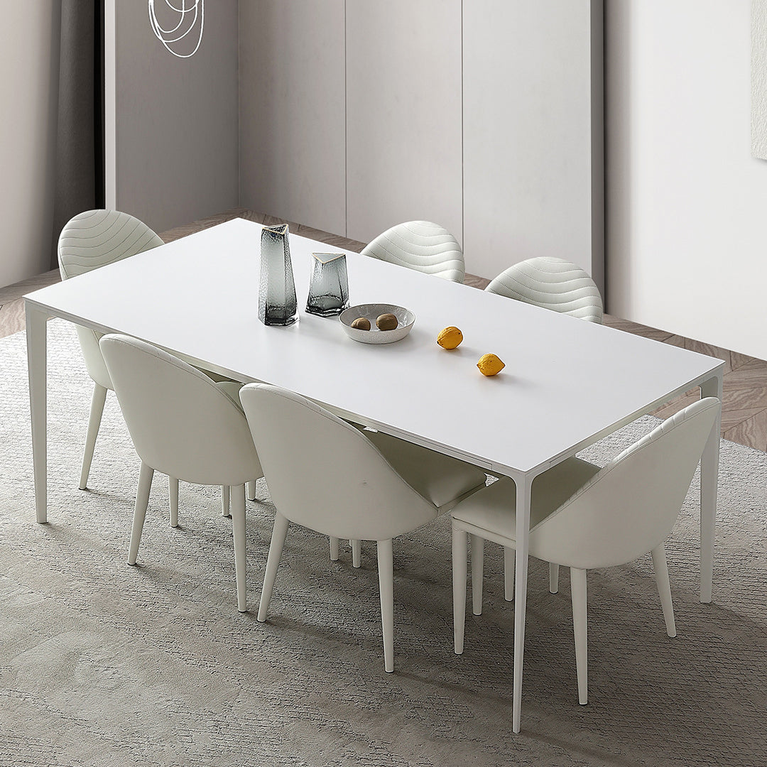 Modern Sintered Stone White Dining¬†Room¬†Set with Rectangle Table Formal Dining Table Furniture 7 Piece Set Clearhalo 'Dining Room Sets' 'Dining Tables & Seating' 'dining_room_set' 'furn' 'furn_dining_room_set' 'Furniture' 'furniture_dining_room_set' 'Kitchen & Dining Furniture' 'kitchen&dining_furn' 'kitchen' 3447684
