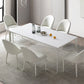 Modern Sintered Stone White Dining¬†Room¬†Set with Rectangle Table Formal Dining Table Furniture Clearhalo 'Dining Room Sets' 'Dining Tables & Seating' 'dining_room_set' 'furn' 'furn_dining_room_set' 'Furniture' 'furniture_dining_room_set' 'Kitchen & Dining Furniture' 'kitchen&dining_furn' 'kitchen' 3447685