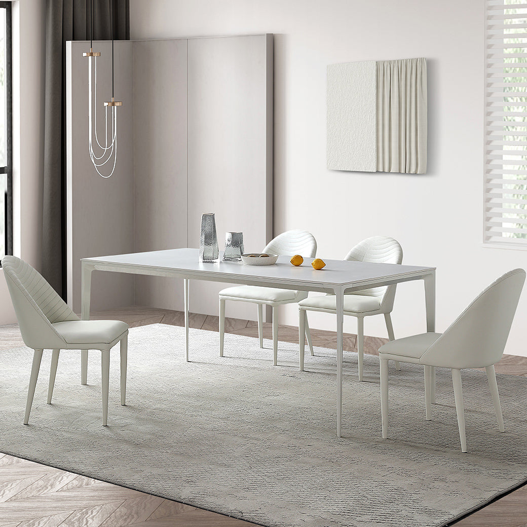 Modern Sintered Stone White Dining¬†Room¬†Set with Rectangle Table Formal Dining Table Furniture Clearhalo 'Dining Room Sets' 'Dining Tables & Seating' 'dining_room_set' 'furn' 'furn_dining_room_set' 'Furniture' 'furniture_dining_room_set' 'Kitchen & Dining Furniture' 'kitchen&dining_furn' 'kitchen' 3447695