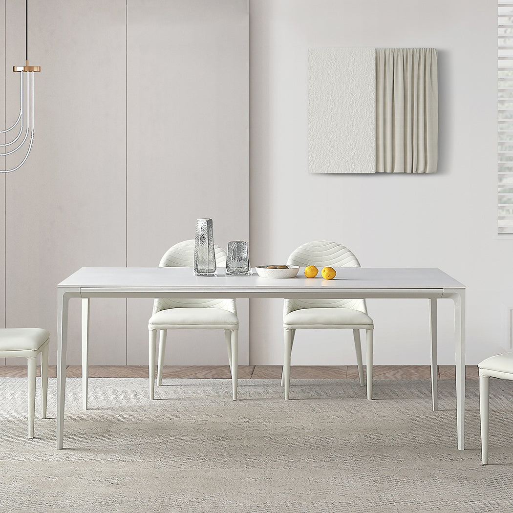 Modern Sintered Stone White Dining¬†Room¬†Set with Rectangle Table Formal Dining Table Furniture Clearhalo 'Dining Room Sets' 'Dining Tables & Seating' 'dining_room_set' 'furn' 'furn_dining_room_set' 'Furniture' 'furniture_dining_room_set' 'Kitchen & Dining Furniture' 'kitchen&dining_furn' 'kitchen' 3447696