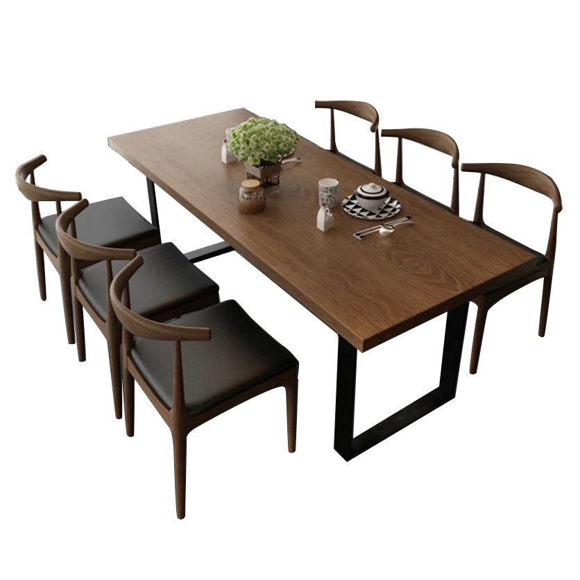 Industrial Style Solid Wood Top Dining Room Set with Rectangle Shape Dining Set for Kitchen Clearhalo 'Dining Room Sets' 'Dining Tables & Seating' 'dining_room_set' 'furn' 'furn_dining_room_set' 'Furniture' 'furniture_dining_room_set' 'Kitchen & Dining Furniture' 'kitchen&dining_furn' 'kitchen' 3447701