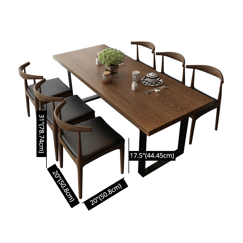 Industrial Style Solid Wood Top Dining Room Set with Rectangle Shape Dining Set for Kitchen Clearhalo 'Dining Room Sets' 'Dining Tables & Seating' 'dining_room_set' 'furn' 'furn_dining_room_set' 'Furniture' 'furniture_dining_room_set' 'Kitchen & Dining Furniture' 'kitchen&dining_furn' 'kitchen' 3447708