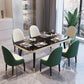 Dining Room Set Contemporary Marble Rectangle Table Black Dining Set with 4 Legs Base 7 Piece Set Clearhalo 'Dining Room Sets' 'Dining Tables & Seating' 'dining_room_set' 'furn' 'furn_dining_room_set' 'Furniture' 'furniture_dining_room_set' 'Kitchen & Dining Furniture' 'kitchen&dining_furn' 'kitchen' 3447711