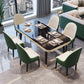 Dining Room Set Contemporary Marble Rectangle Table Black Dining Set with 4 Legs Base Clearhalo 'Dining Room Sets' 'Dining Tables & Seating' 'dining_room_set' 'furn' 'furn_dining_room_set' 'Furniture' 'furniture_dining_room_set' 'Kitchen & Dining Furniture' 'kitchen&dining_furn' 'kitchen' 3447712