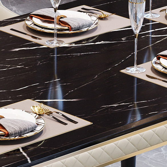 Dining Room Set Contemporary Marble Rectangle Table Black Dining Set with 4 Legs Base Clearhalo 'Dining Room Sets' 'Dining Tables & Seating' 'dining_room_set' 'furn' 'furn_dining_room_set' 'Furniture' 'furniture_dining_room_set' 'Kitchen & Dining Furniture' 'kitchen&dining_furn' 'kitchen' 3447715