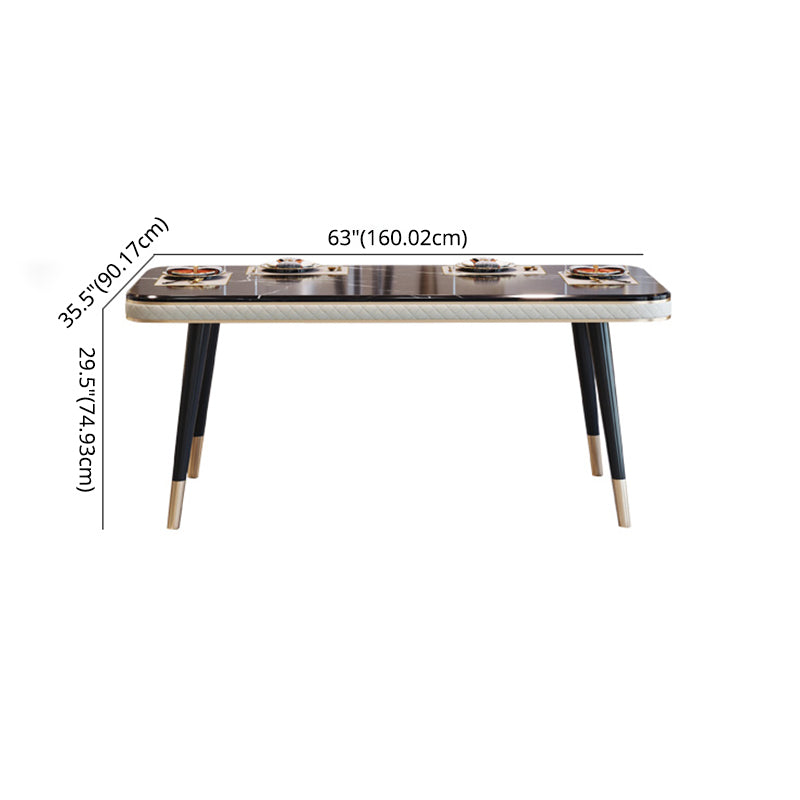 Dining Room Set Contemporary Marble Rectangle Table Black Dining Set with 4 Legs Base Clearhalo 'Dining Room Sets' 'Dining Tables & Seating' 'dining_room_set' 'furn' 'furn_dining_room_set' 'Furniture' 'furniture_dining_room_set' 'Kitchen & Dining Furniture' 'kitchen&dining_furn' 'kitchen' 3447720