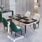 Dining Room Set Contemporary Marble Rectangle Table Black Dining Set with 4 Legs Base Clearhalo 'Dining Room Sets' 'Dining Tables & Seating' 'dining_room_set' 'furn' 'furn_dining_room_set' 'Furniture' 'furniture_dining_room_set' 'Kitchen & Dining Furniture' 'kitchen&dining_furn' 'kitchen' 3447721