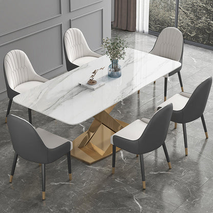 Modern Sintered Stone Dining¬†Room¬†Set with Rectangle Table and Gold LegsDining Table Furniture 7 Piece Set Clearhalo 'Dining Room Sets' 'Dining Tables & Seating' 'dining_room_set' 'furn' 'furn_dining_room_set' 'Furniture' 'furniture_dining_room_set' 'Kitchen & Dining Furniture' 'kitchen&dining_furn' 'kitchen' 3447723