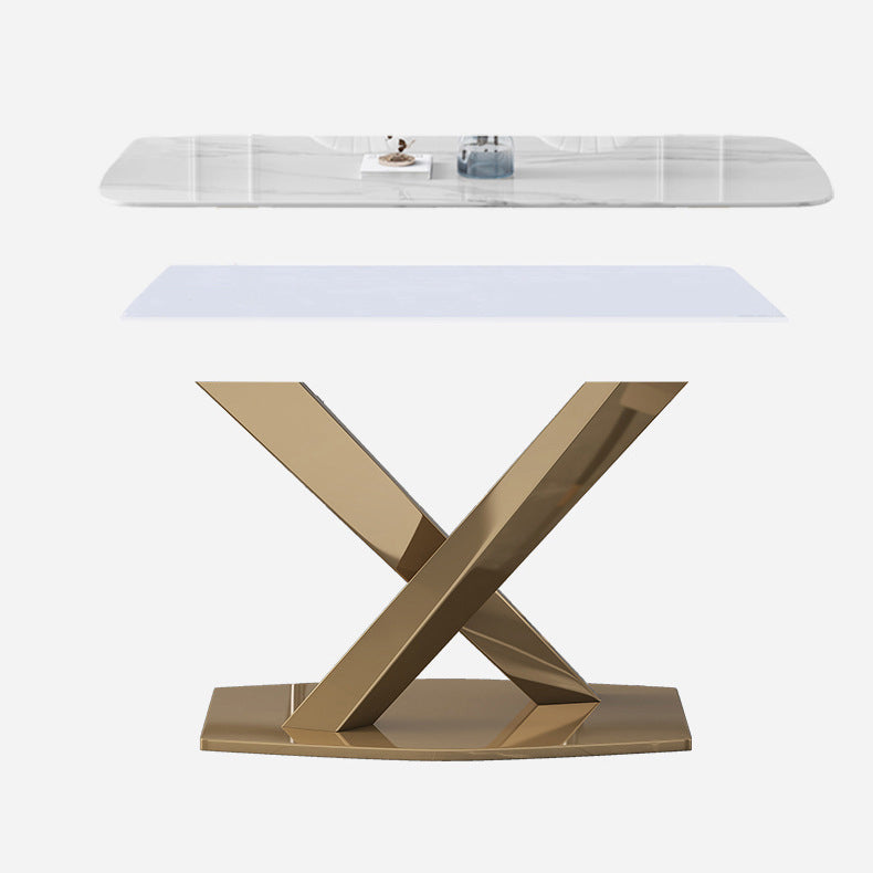 Modern Sintered Stone Dining¬†Room¬†Set with Rectangle Table and Gold LegsDining Table Furniture Clearhalo 'Dining Room Sets' 'Dining Tables & Seating' 'dining_room_set' 'furn' 'furn_dining_room_set' 'Furniture' 'furniture_dining_room_set' 'Kitchen & Dining Furniture' 'kitchen&dining_furn' 'kitchen' 3447726