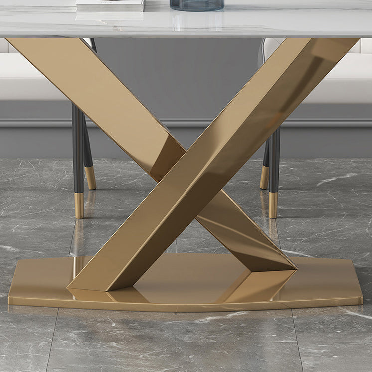 Modern Sintered Stone Dining¬†Room¬†Set with Rectangle Table and Gold LegsDining Table Furniture Clearhalo 'Dining Room Sets' 'Dining Tables & Seating' 'dining_room_set' 'furn' 'furn_dining_room_set' 'Furniture' 'furniture_dining_room_set' 'Kitchen & Dining Furniture' 'kitchen&dining_furn' 'kitchen' 3447728