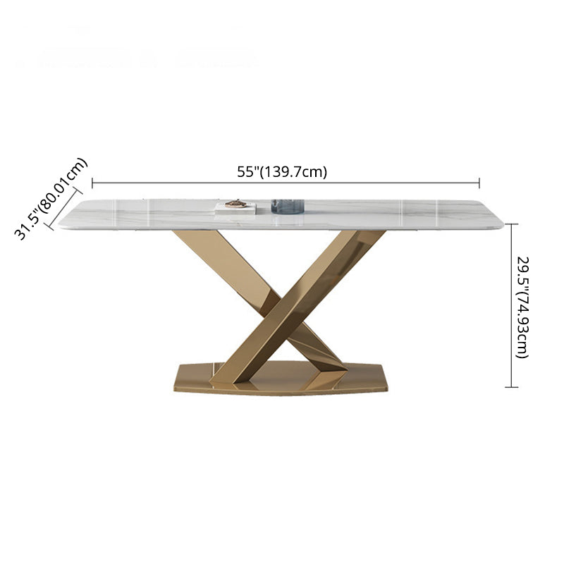 Modern Sintered Stone Dining¬†Room¬†Set with Rectangle Table and Gold LegsDining Table Furniture Clearhalo 'Dining Room Sets' 'Dining Tables & Seating' 'dining_room_set' 'furn' 'furn_dining_room_set' 'Furniture' 'furniture_dining_room_set' 'Kitchen & Dining Furniture' 'kitchen&dining_furn' 'kitchen' 3447734