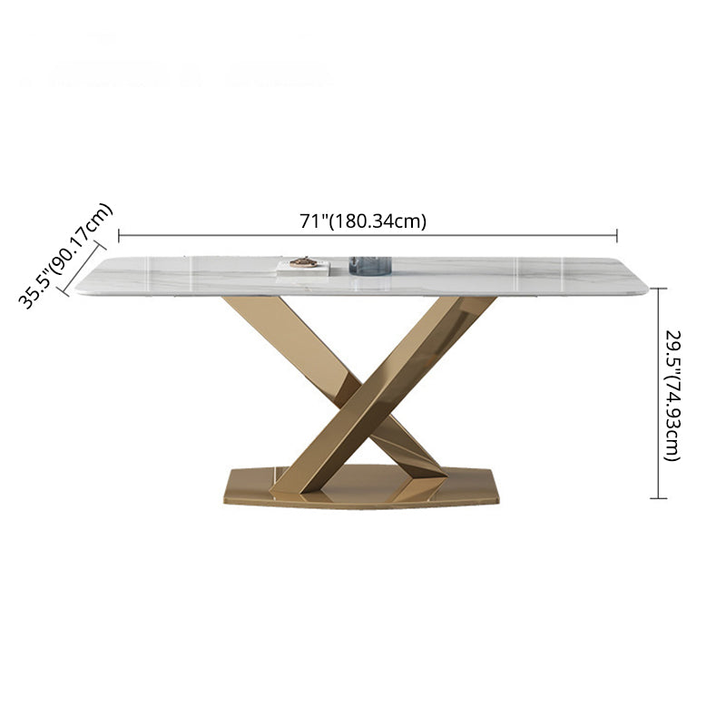 Modern Sintered Stone Dining¬†Room¬†Set with Rectangle Table and Gold LegsDining Table Furniture Clearhalo 'Dining Room Sets' 'Dining Tables & Seating' 'dining_room_set' 'furn' 'furn_dining_room_set' 'Furniture' 'furniture_dining_room_set' 'Kitchen & Dining Furniture' 'kitchen&dining_furn' 'kitchen' 3447736